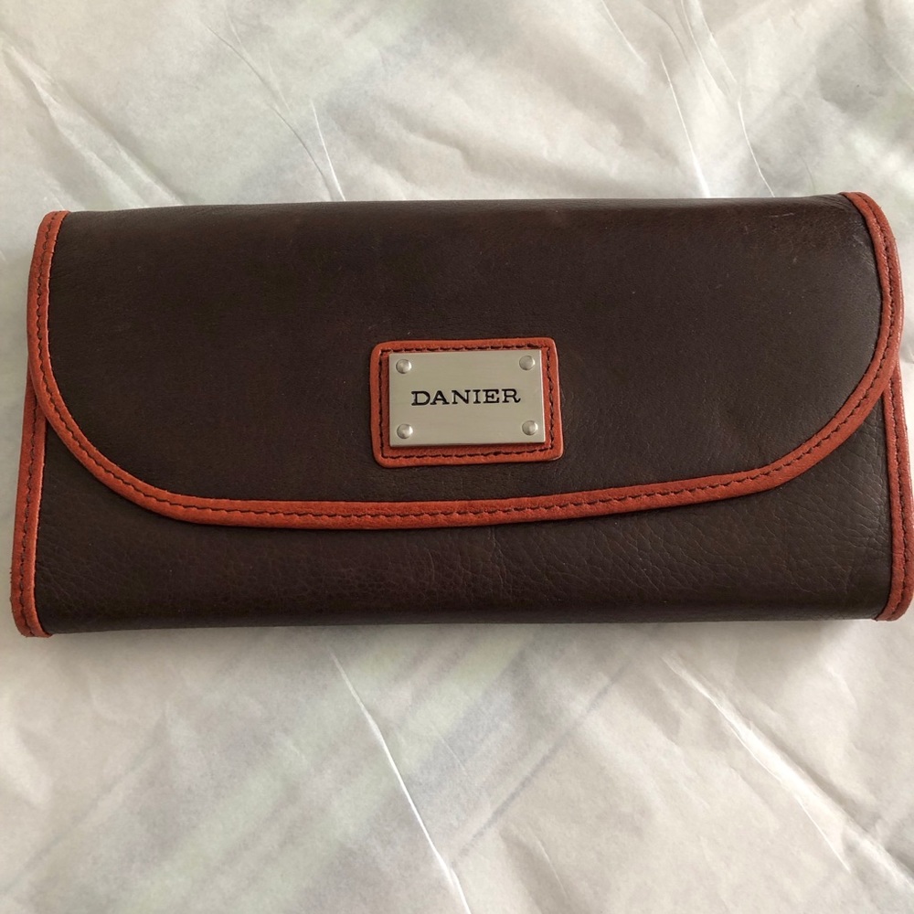 Dark Brown and Rust Danier Leather Wallet